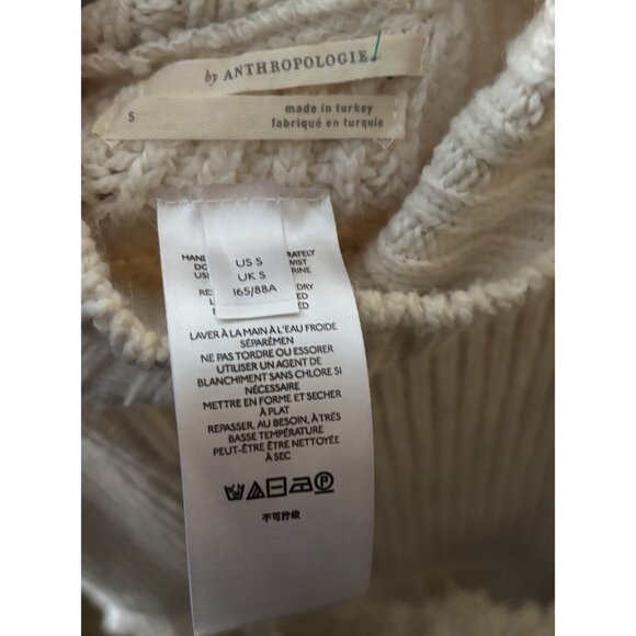 Anthropologie Oversized Sweater Vest Fringed Mock Neck Cape Size Small - Picture 3 of 8